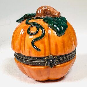 Pumpkin Halloween Porcelain Hinged Surprise Gift Trinket Box